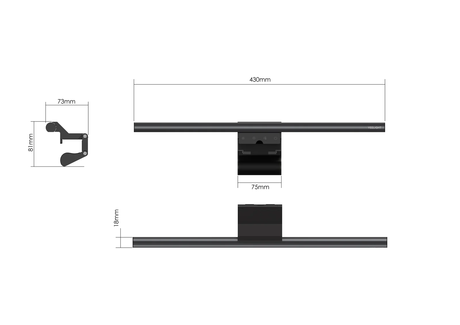 Yeelight Aries Monitor Light Bar dimensions specification reference panel