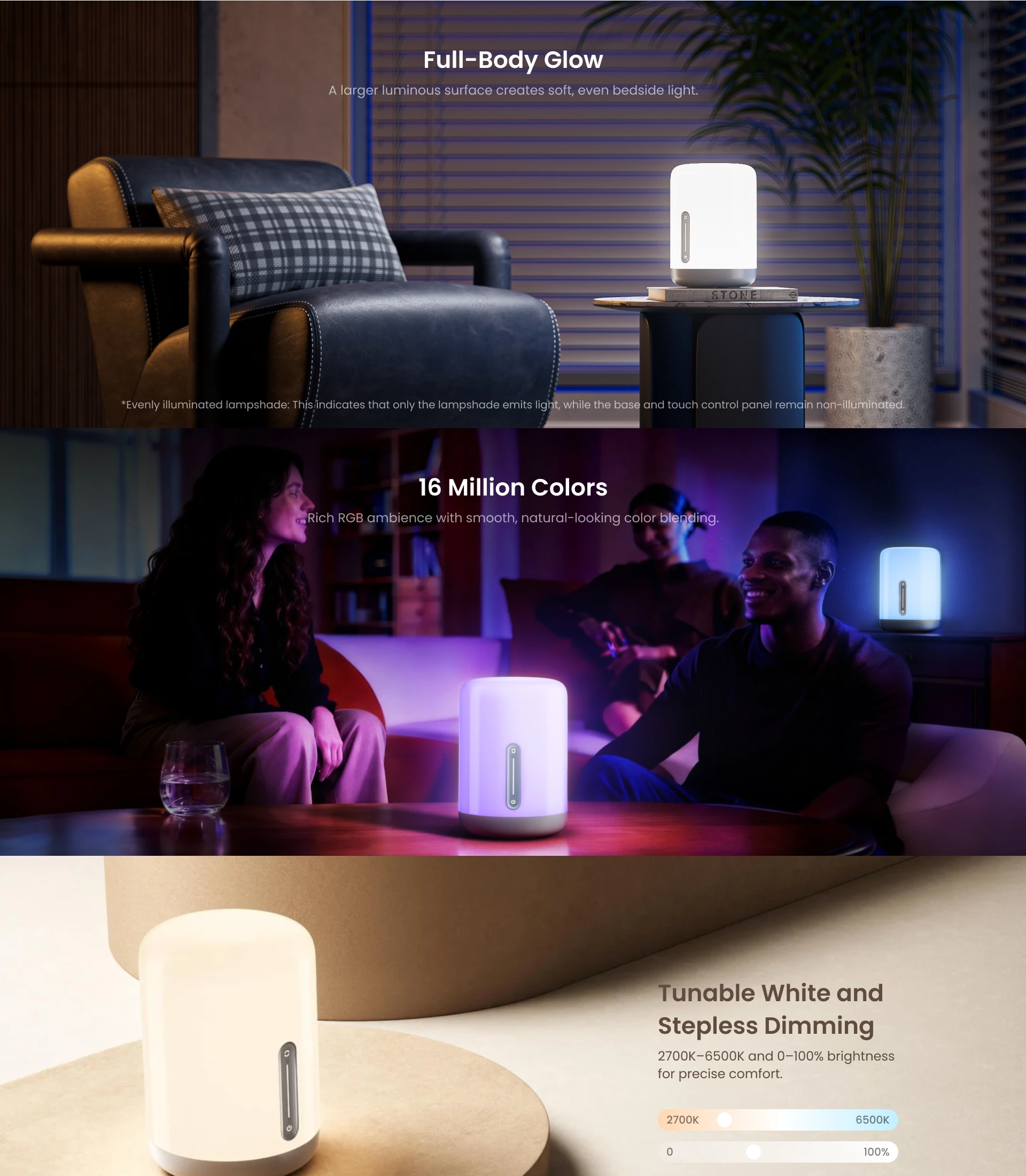 Smart LED Bedside Lamp D1 marketing section 1/5 — lifestyle hero