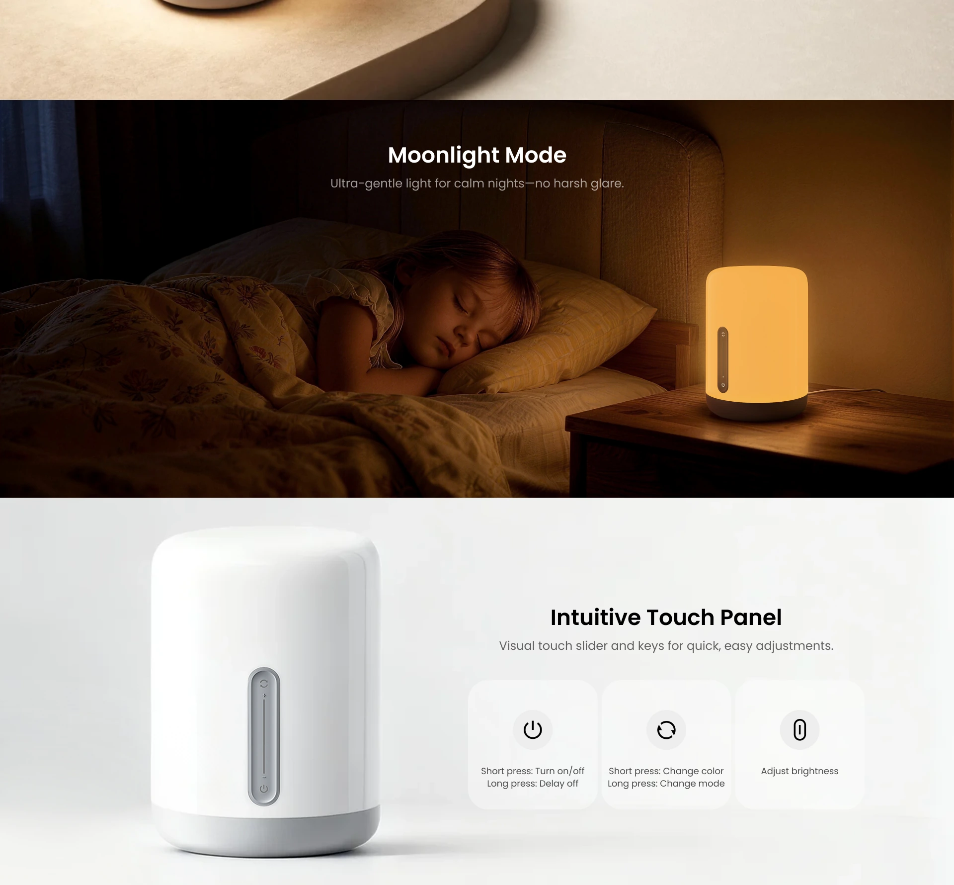 Smart LED Bedside Lamp D1 marketing section 2/5