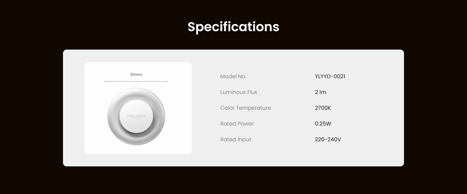 Yeelight Jelly4 Plus Night Light feature panel showing brightness adjustment