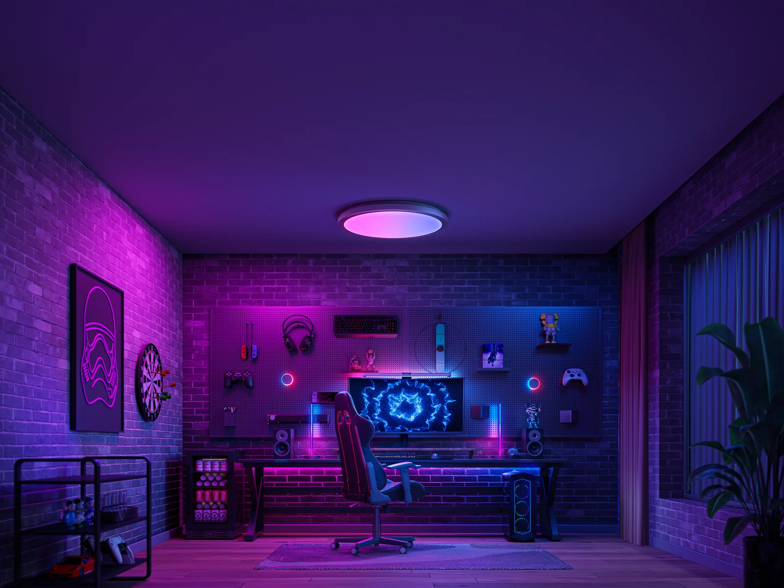 Yeelight Jupiter D RGB Ceiling Lamp installed in game room ambient scene