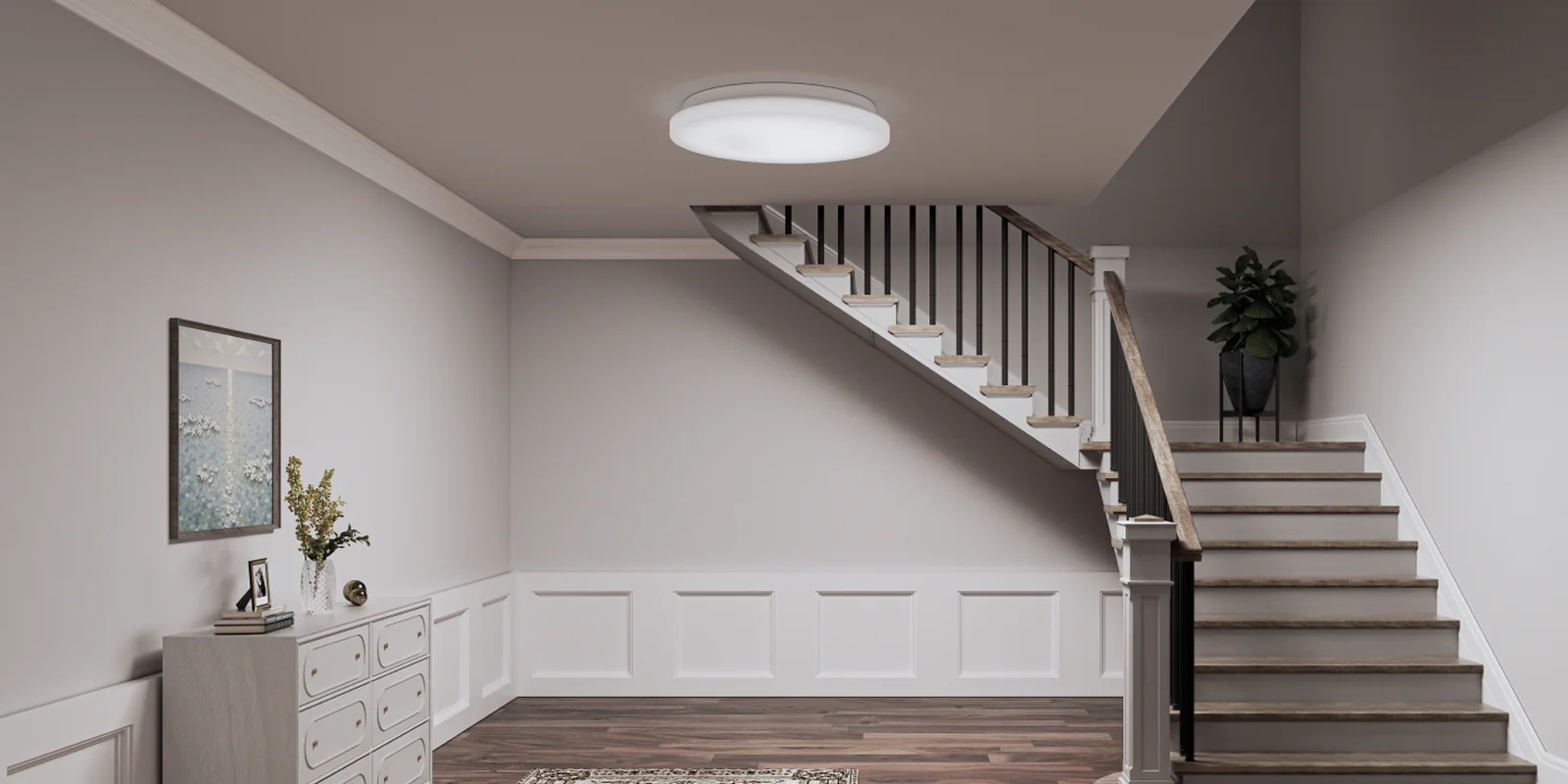 Yeelight MercuryE Ceiling Lamp installed in modern bedroom ambient scene