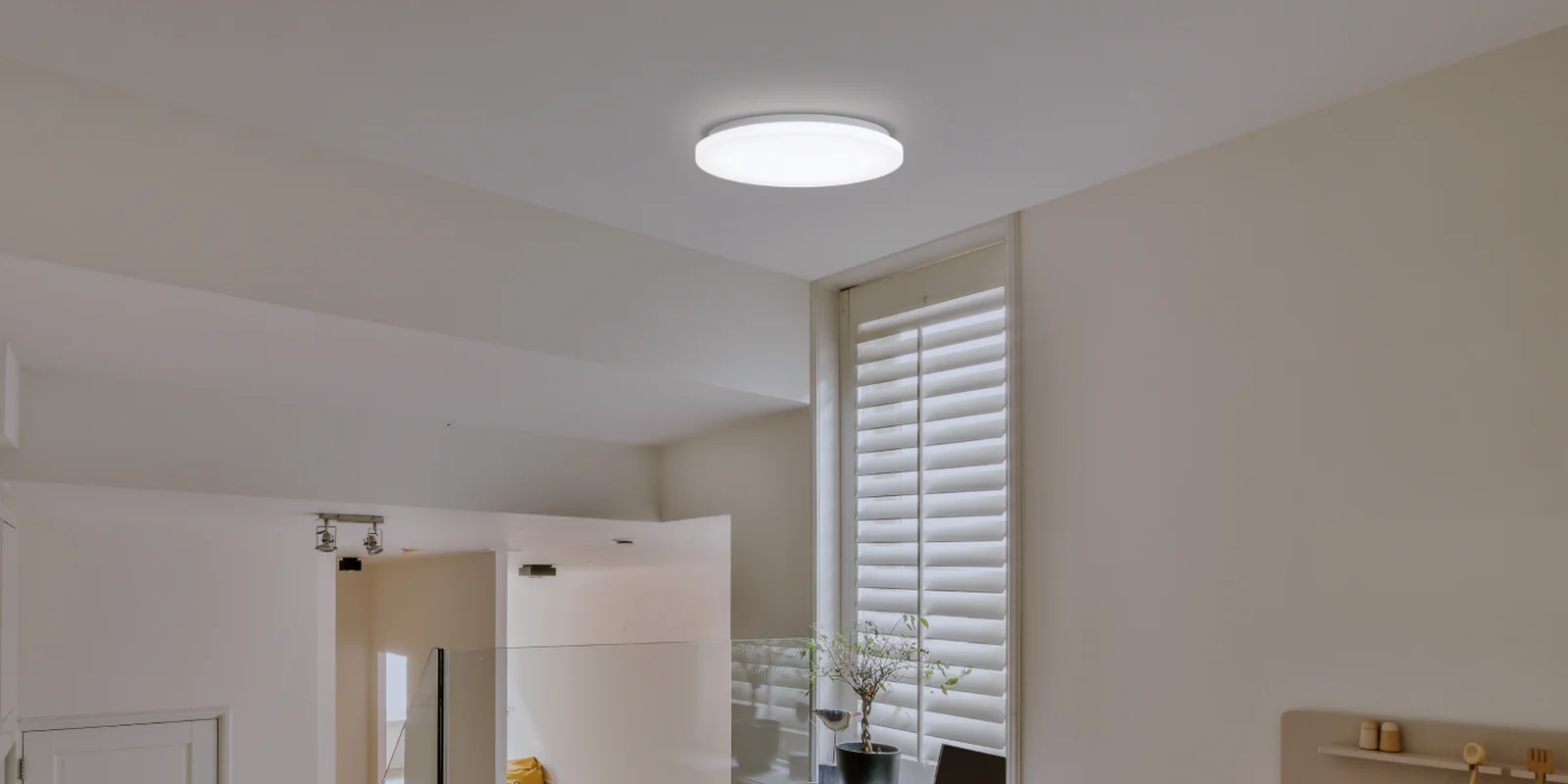 Yeelight MercuryE Ceiling Lamp installed in living room evening scene