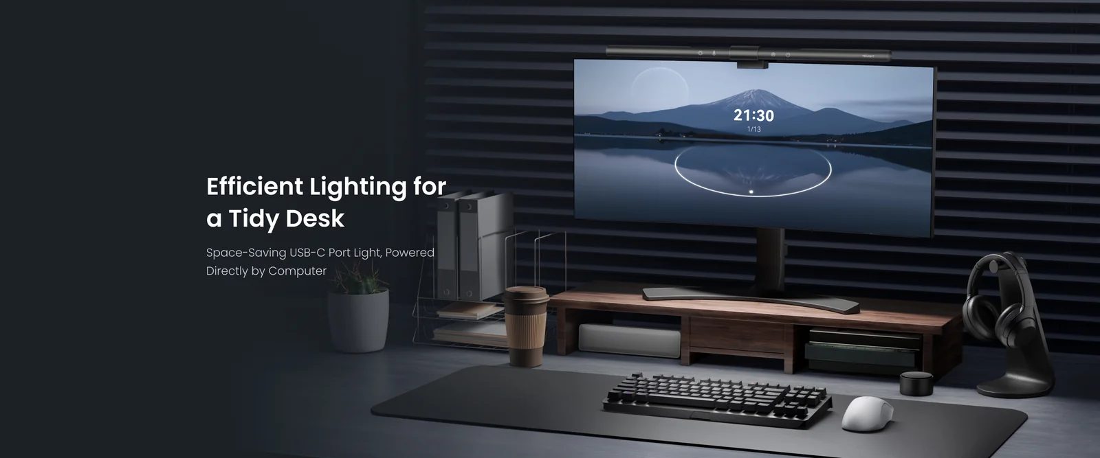 Yeelight Pura Pro feature panel showing anti glare lighting design