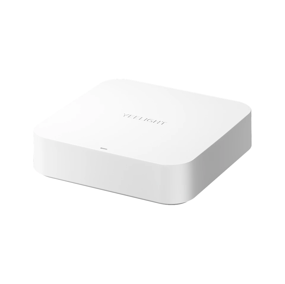 Yeelight Smart Home Hub E1, white finish, transparent background product shot